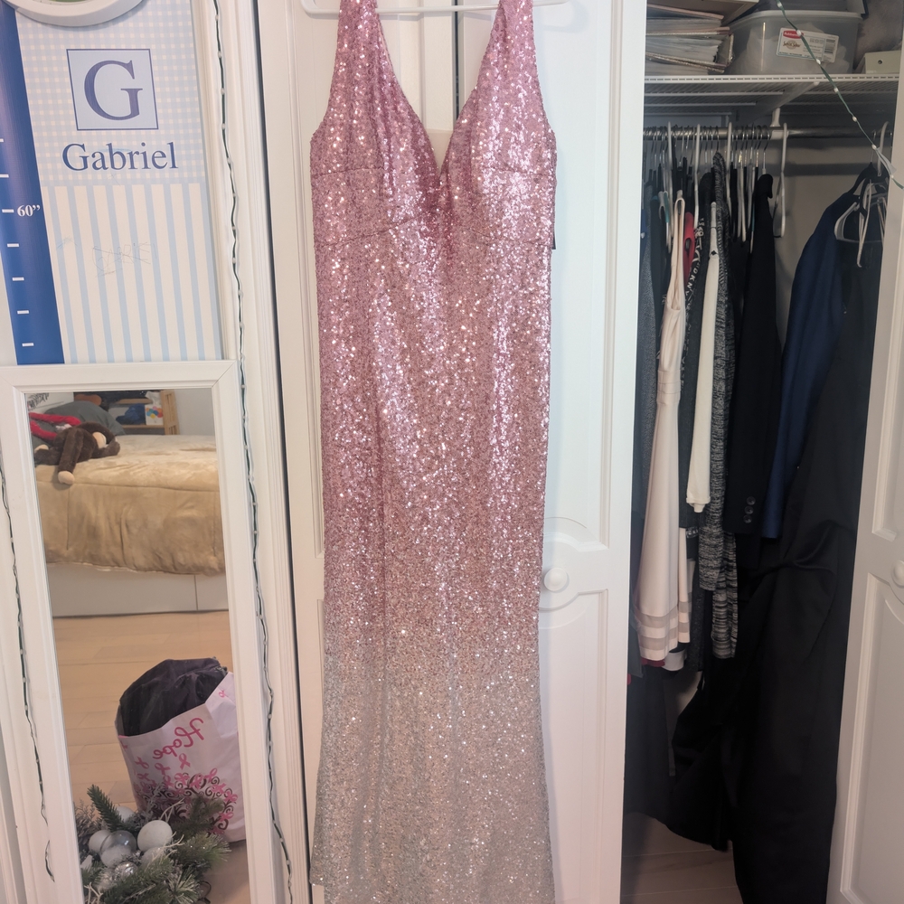 Pink and Silver Sequin Gown